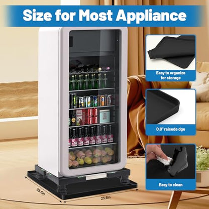 Nefish Mini Fridge Stand with 23.6" x 23.6" x 0.8" Silicone Drip Tray with Raised Edge Mini Refrigerator Stand with Mat Portable Washer and Dryer Pedestal