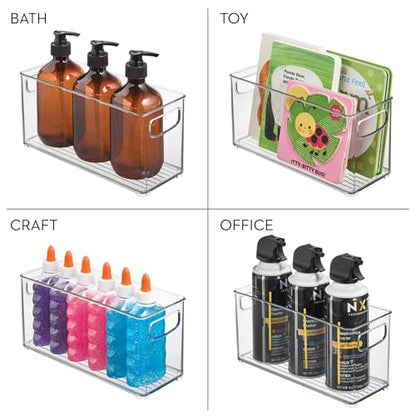 iDesign Slim Clear Plastic Stackable Storage Bin, Tall Narrow, 4-Pack | Kitchen or Pantry Organizer