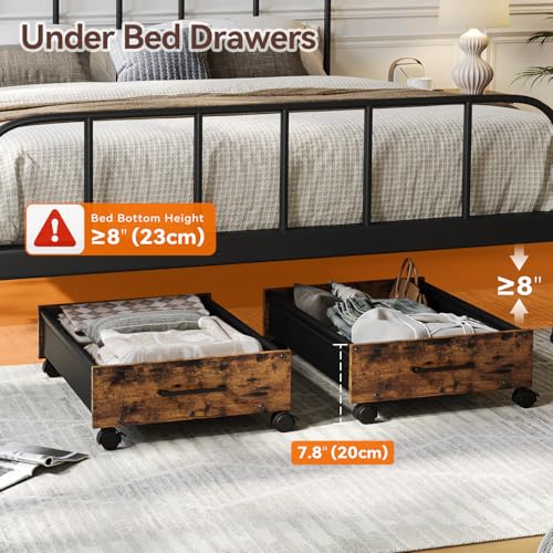 Wooden Under Bed Storage Drawer with Wheels for Space-Saving Storage | Ideal for seasonal clothing, extra blankets, shoes and everyday household essentials