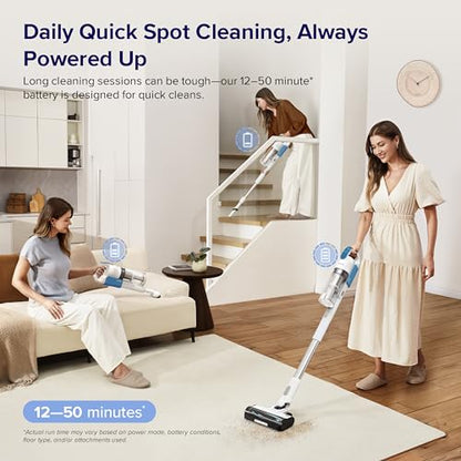 LEVOIT Cordless Vacuum, Strong Suction, Lightweight | Up to 50 Minutes, LED Headlights, Anti-Tangle Brush, Versatile for Carpets & Hard Floors, LVAC-200 White & Blue
