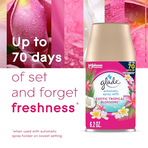 Glade Automatic Spray Refill and Holder Kit, Air Freshener for Home and Bathroom, Tropical Blossoms, 6.2 Oz, 2 Count