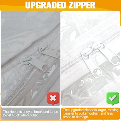 Plastic Storage Bags with Easy-Glide Zipper, Pack of 8, Durable Clear Vinyl Zippered Storage Bags for Clothes Sweaters Comforters Blankets Sheets Bedding (15.7 x 13.8 x 3.9 Inch, White)