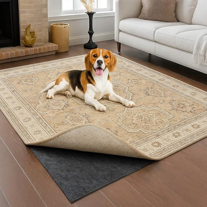 Deep Dream 1/4" Thick Felt and Natural Rubber Backing Rug Pad - Non Slip Carpet Gripper for 8 x 10 Ft Area Rugs - Protective Cushioned Pads for All Floors