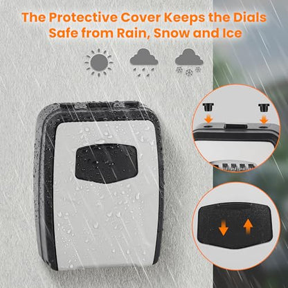 Fayleeko Portable Key Lock Box, Lock Box Wall Mounted for House Key, Car Keys, 6 Key Capacity, Weatherproof Resettable Code (Grey, 1)