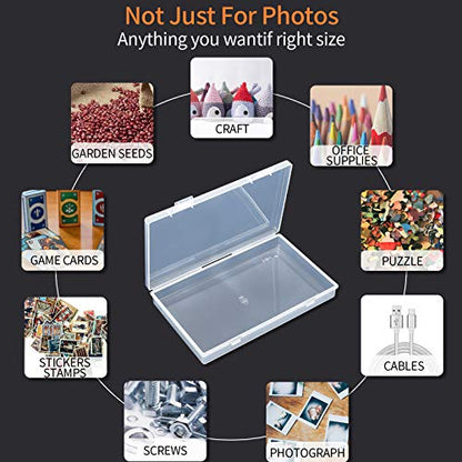 Photo Storage Box 4x6, 18 Inner Extra Large Organizer Acid-Free Photo Keeper Storage Case, Plastic Craft Storage Box for Stickers Stamps Seeds (Clear, 18 Boxes)