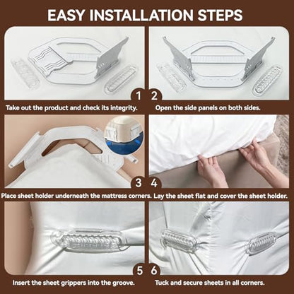 Bed Sheet Holders Heavy Duty Straps Grippers 4Pack | Universal fit for all mattress sizes with fabric-safe clamps to keep sheets locked and damage-free