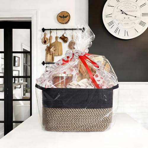 Goodpick Woven Storage Basket for Shelves, 13" x 10" x 9", Black Jute | Stylish Gift Basket for Office & Home, Wicker Baskets for Books, Toys & Towels Storage, Nursery & Bedroom Closet Organization