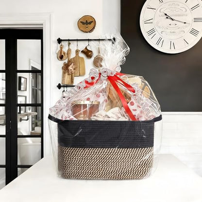 Goodpick Woven Storage Basket for Shelves, 13" x 10" x 9", Black Jute | Stylish Gift Basket for Office & Home, Wicker Baskets for Books, Toys & Towels Storage, Nursery & Bedroom Closet Organization