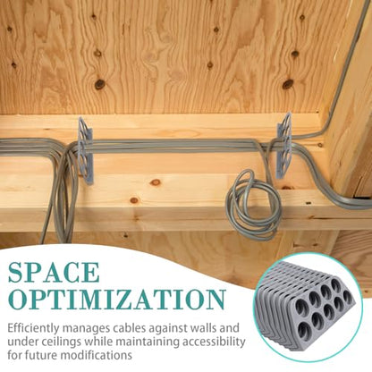 20 Pack Cable Chase-Wire Bracket, Cable Support Wire Bracket Holder | for NMB Electrical Cord Organized Management, 9-Hole 1-Inch Diameter