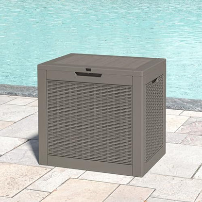 31 Gallon Deck Box, Resin Outdoor Storage Box, Waterproof and UV Resistant Deck Box, Lightweight Storage Box for Garden Tools, Pool Supplies