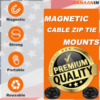 Magnet Zip Tie Mount Magnetic Zip Ties Mount Clips Base Holder Strong Multipurpose Wire Cable Holder Mount Wire Clips Management for Home Office Marine Electrical Wiring (Black, 24 Piece)