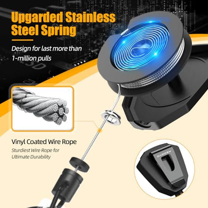 Heavy Duty Retractable Keychain with Belt Clip, Carbon Fiber Front | Retractable Badge Holders, Badge Reels with Key Ring and 31.8” Steel Cord, 9oz Rebound - 2 Packs