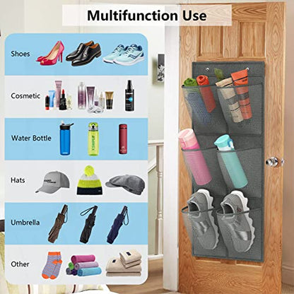 2 Pack RV Shoes Storage, 12 Large Mesh Pockets Closet Door Hanging Shoe Rack Organizer Narrow Shoe Holder, Wall Mounted Shoes Rack with Sticky Mounts for Camper