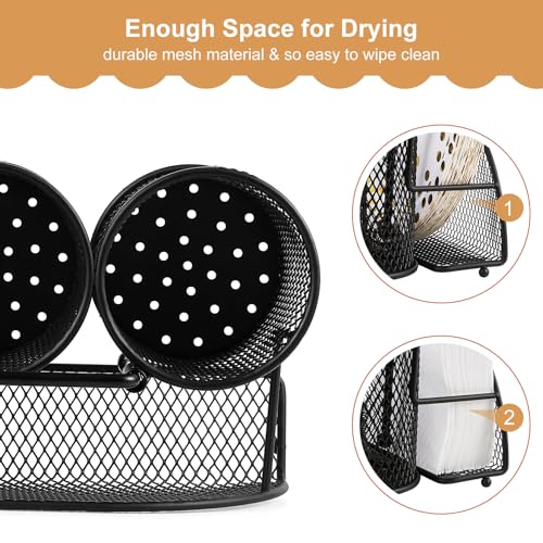 Utensil Organizer Silverware Caddy - Utensil Holde... (Black | Metal)