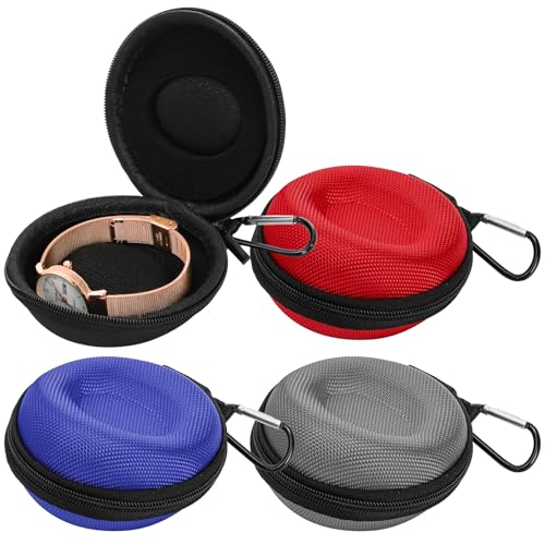 Hiceeden 4 Pack Travel Watch Cases, EVA Single Watch Storage Box Watch Roll Organizer for Men, Wristwatches Smart Watches Display, 4 Colors