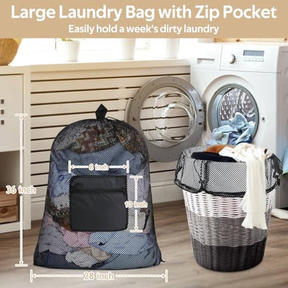 Mesh Laundry Bags 36 x 28 Inch Extra Large Travel... (Black | Polyester)