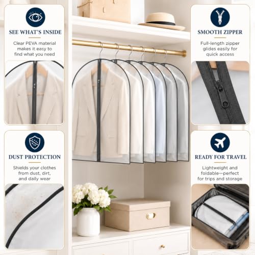 40 Pcs 40" Suit Garment Bags for Closet Storage and Travel | Garment Protection, Dust Resistant Cover, Smooth Zipper Closure, Suit Shirt Coat Storage, Wardrobe Organization Solution