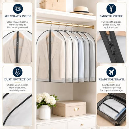40 Pcs 40" Suit Garment Bags for Closet Storage and Travel | Garment Protection, Dust Resistant Cover, Smooth Zipper Closure, Suit Shirt Coat Storage, Wardrobe Organization Solution