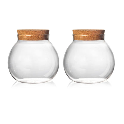 Set of 2 round glass jars with cork lid – 17oz wedding candy jar kitchen Storage jar, perfect for tea, biscuits, cereals, flour, beans, spices, coffee beans etc (2PCS)