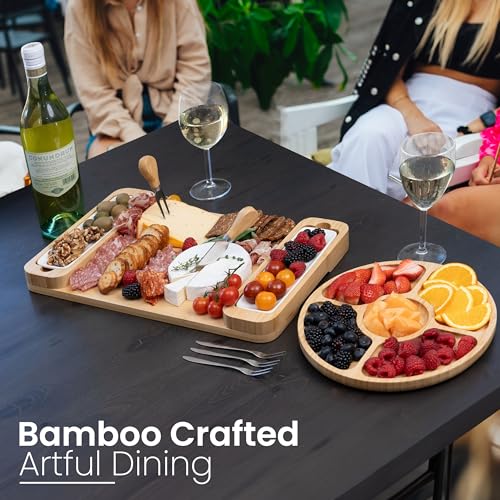 Charcuterie Boards Set, Bamboo Cheese Tray with Serving Accessories | Meat and Veggie Appetizer Platter, Movie Nights, Family Gatherings, Picnic Essentials, Dinner Party Hosting, Wine Nights, BBQ