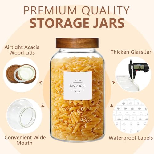 88oz Glass Jars w/Acacia Lids for Flour & Sugar Storage Containers