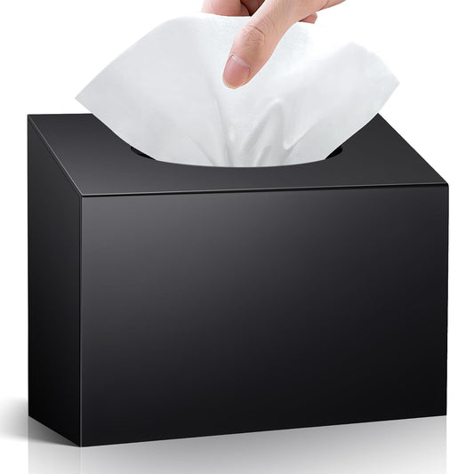 Acrylic Hand Towel Box Cover Holder, Wall-Mounted, Glossy Black | Compatible with Kleenex Disposable Paper Hand Towels | Premium Acrylic | Self Weight |Sturdy | Easy to Refill | Bathroom Use
