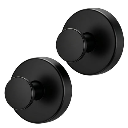 2026 Upgraded Drill-Free Suction Cup Hooks, Stainless Steel Shower Hooks for Bathroom, Glass, Mirror & Wall, Heavy Duty Towel Holder, Removable Waterproof Hooks(2BLACK)
