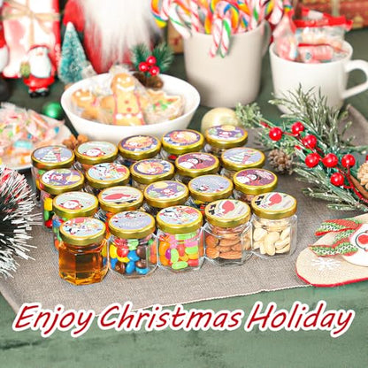 60 Pcs 1.5 Oz Mini Honey Jars with Airtight Lids,Hexagon Glass