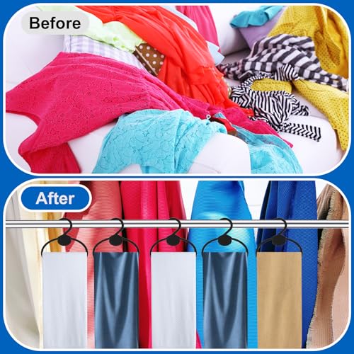 100 Pcs Black Plastic Scarf Hanger Organizer Space Saving Closet Accessory Holder for Scarves, Belts, Ties, Headscarves, and More