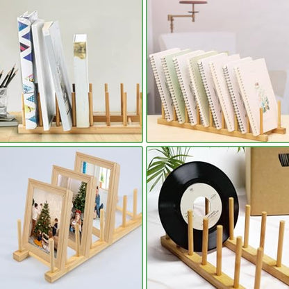 6 Pack Bamboo Wood Plate Rack and Pot Lid Holder,... (Bamboo | Bamboo Wood)