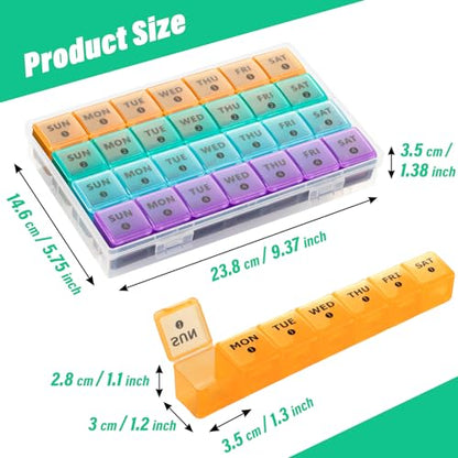Mossime Monthly Pill Organizer 28 Day, Large 4 Week Medicine Dispenser | Food Grade PP, BPA Free, 3D Printed Labels, 8 Fish Oils per Slot, Drop-Proof Case, for Seniors & Travel