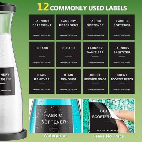 3 Pack Laundry Detergent Dispenser Container, 54OZ Laundry Soap Dispenser | with Tray, Black Laundry Room Organization for Powder, and Fabric Softener