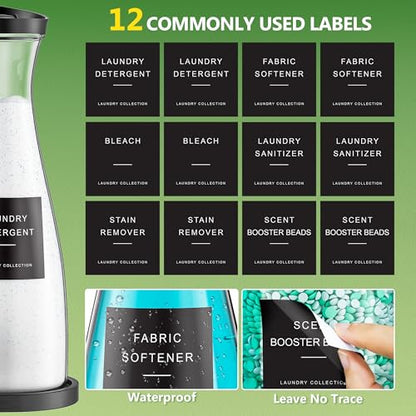 3 Pack Laundry Detergent Dispenser Container, 54OZ Laundry Soap Dispenser | with Tray, Black Laundry Room Organization for Powder, and Fabric Softener