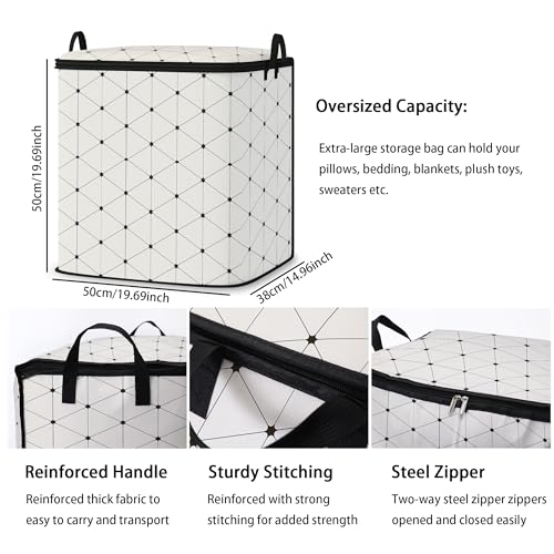 king comforter storage bag,blanket organizer with zipper 95L (2pack) | quilt duvet sweater sheet bedding pillow clothes storage for closet,dorm moving essentials containers with portable handles