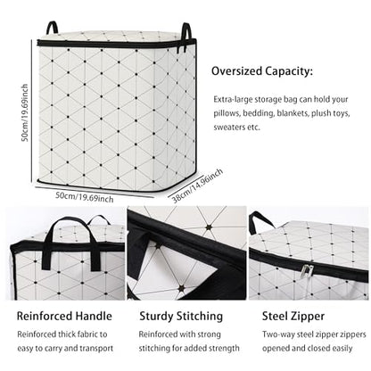 king comforter storage bag,blanket organizer with zipper 95L (2pack) | quilt duvet sweater sheet bedding pillow clothes storage for closet,dorm moving essentials containers with portable handles