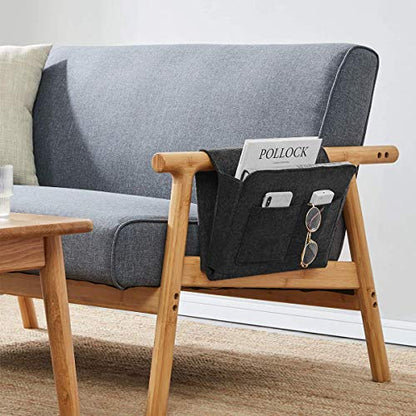 YOUDENOVA Bedside Caddy, Bedside Organizer for Dorm Room, Bunk Bed, Grey | Soft Felt Fabric Bed Caddy, Bedside Pocket, Remote Control Holder for Bedroom, Dorm, Bunk Bed & Sofa, Books, Phones & Glasses