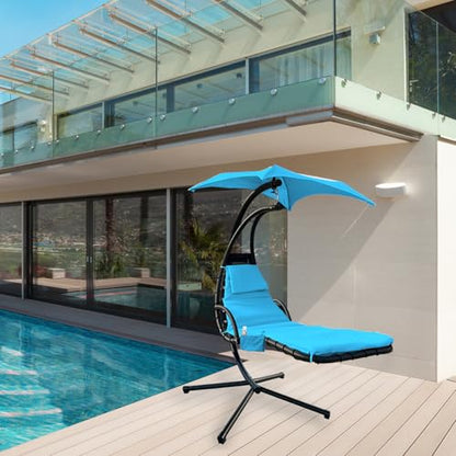 Waterproof Umbrella Fabric Patio Chair Replacement Cushion Cover,Blue | Waterproof Umbrella Fabric Slipcover for Outdoor Lounge, Patio Chaise & Swing Hammock; Cover Only, Cushion Excluded