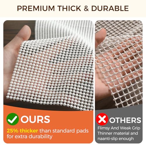 BAGAIL BASICS 8 x 10 FT Rug Pad Gripper for Hardwood Floors, Non Slip Rug Pads for Area Rugs, Extra Thick Under Rug Padding, Protect Your Rugs & Floors