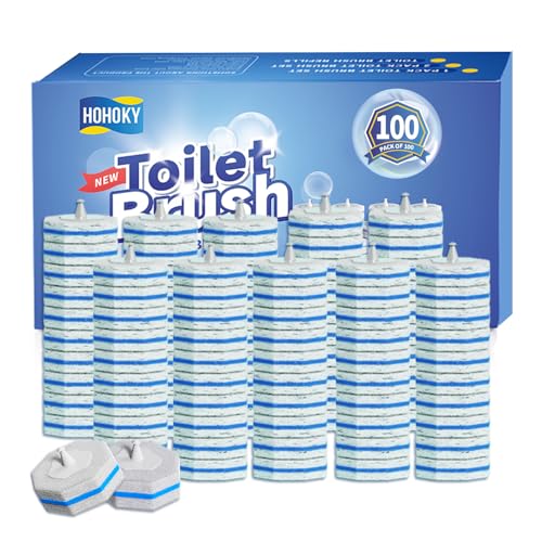 100pc Bulk Toilet Brush Refills - Disposable Toilet Brush Replacement Heads, Pack for Household Cleaning Bathroom cleaners Compatible Heads,washroom mats Cleaning System,Clean Refill Pads.