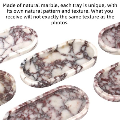 Natural Marble Tray Oval, Calacatta Viola, 10 x 5 x 0.6 | Bathroom Vanity Tray for Countertop, Elegant Stone Decorative Organizer, For Perfume, Jewelry, Home Decor