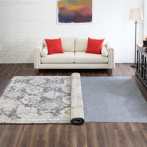 Mohawk Home 8’ x 10’ Non Slip Grip Rug Pad 1/8" Low Profile Felt Cushion + Rubber Gripper, Great For High Traffic Areas - Safe For All Floors
