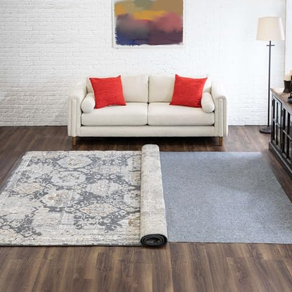 Mohawk Home 8’ x 10’ Non Slip Grip Rug Pad 1/8" Low Profile Felt Cushion + Rubber Gripper, Great For High Traffic Areas - Safe For All Floors
