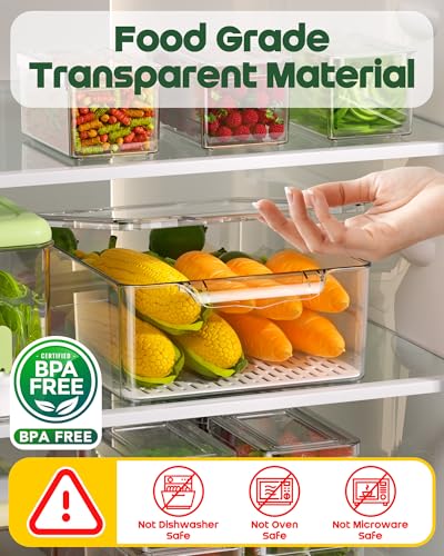 11 Pack Refrigerator Organizers and Storage, Stackable Fridge Organizer Bins, BPA-Free Clear Plastic Fruit Storage Containers for Fridge, Kitchen, Fruits, Drinks, Produce, Vegetable