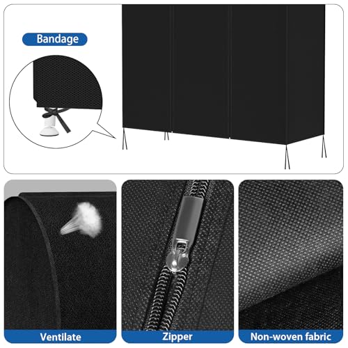 Zilink Garment Rack Cover Large Garment Bags Protector 72 in, Black | Dustproof, Breathable, 2 Durable Zippers, Clothes Rack Cover, Cothing Rack with Cover for Garment Rack (Rack Not Included)