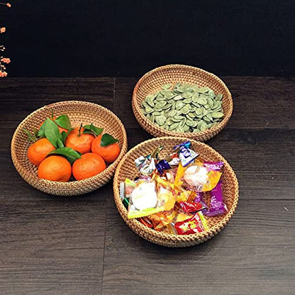 Small Round Keys Basket for Entryway Woven Baskets for Organizing Tabletop Decorative Wicker Organizer Basket for Keys Wallet Cell Phone for Fruit Candy Cracker | Basket for Keys Wallet Cell Phone, Small Item Organizer, Tabletop Decoration