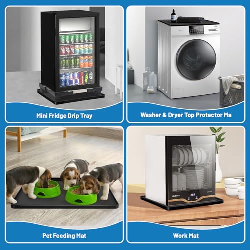 Nefish Mini Fridge Stand with 23.6" x 23.6" x 0.8" Silicone Drip Tray with Raised Edge Mini Refrigerator Stand with Mat Portable Washer and Dryer Pedestal