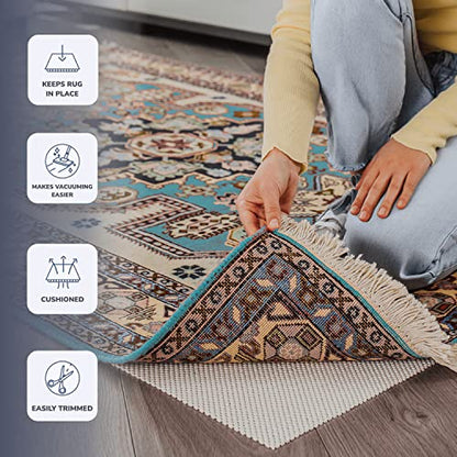 Slip-Stop Super Grip, 2'6" x 10', Cushioned Non-Slip Rug Pad for Area Rugs and Runner Rugs, Rug Pad for Hardwood Floors