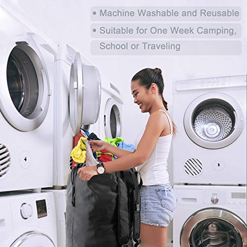 BeeGreen Laundry Bag Backpack w Adjustable Shoulder Straps College Dorm Essentials w Drawstring Closure for Travel Camp Heavy Duty Laundry Hamper Backpack Portable w Handle Xlarge Black