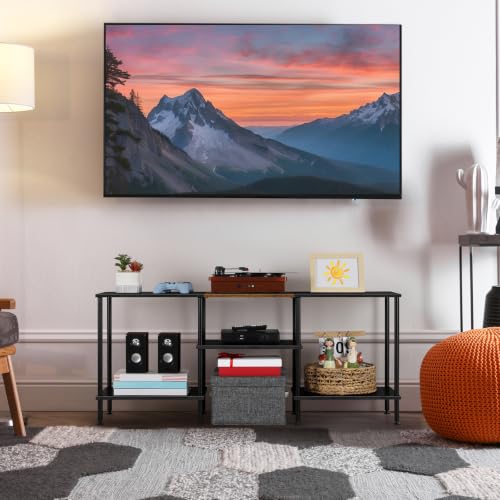 50 Inch TV Stands for Living Room Black TV Entertainment Center | Small Entertainment Center with Storage for 50 43 40 32 Inch TV Console Table for Bedroom Office