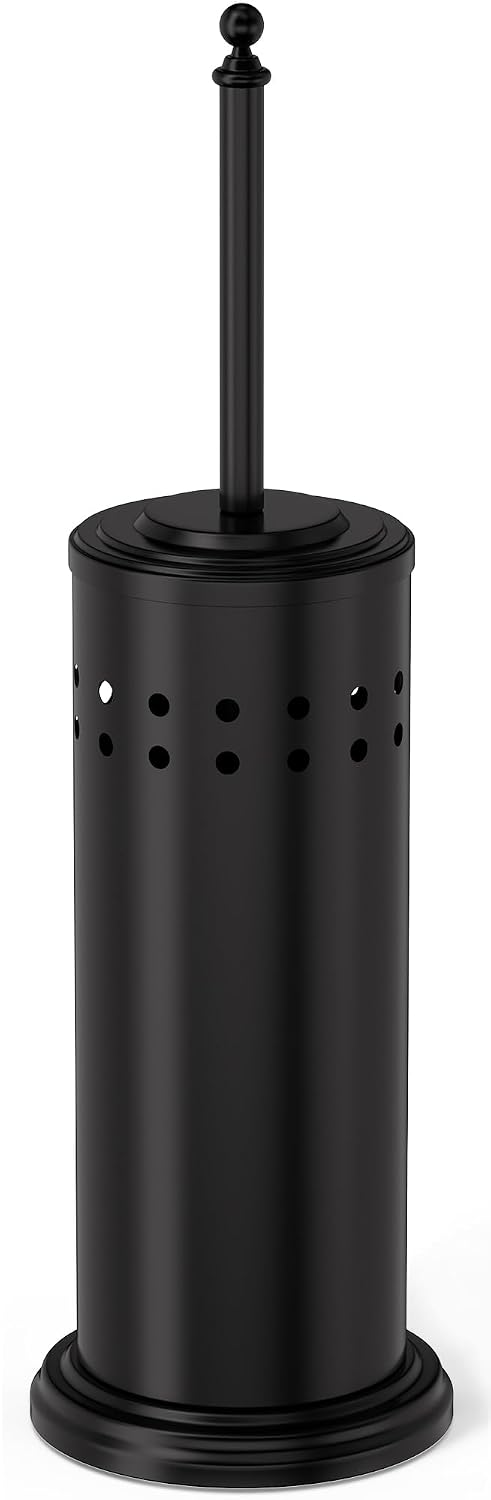 Dowry Toilet Plunger with Holder for Bathroom Black 18.7In | Hidden Toilet Bowl Cleaners Long Handle with Cover Powerful Force Suction Cup Heavy Duty Deep Cleaning